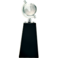 Crystal Spinning Globe on Black Pedestal Base